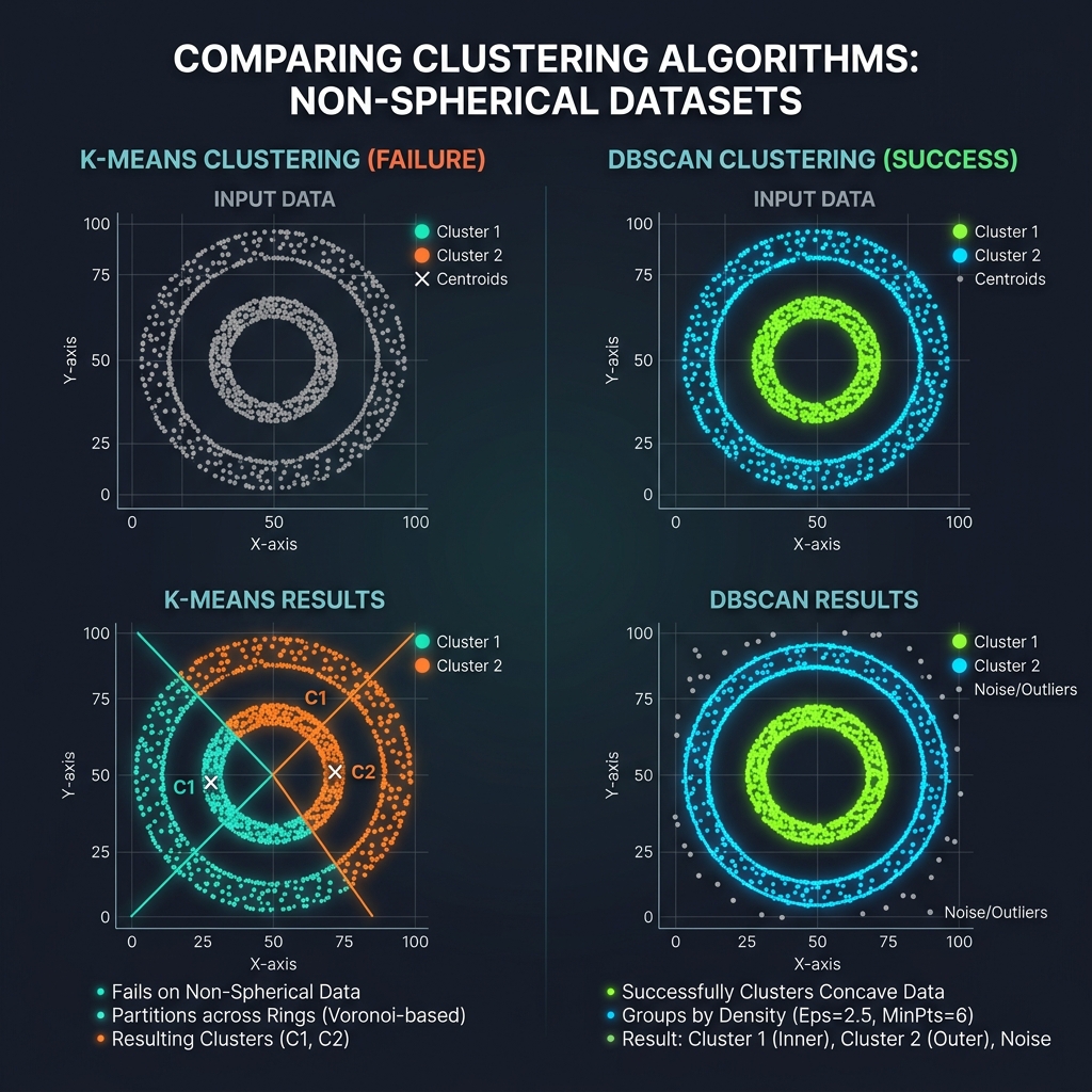 K-Means vs DBSCAN Comparison
